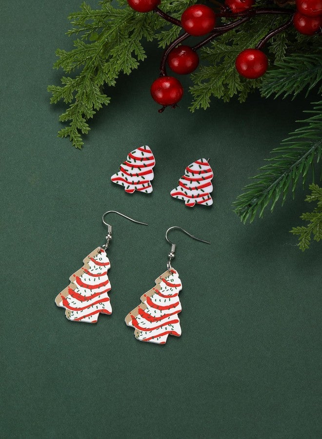 Adoshine Christmas Tree Cake Earrings for Women Cute Funny Acrylic Xmas New Year Party Holiday Earring (Style3-6 pairs Christmas Cake earrings) - Image 3